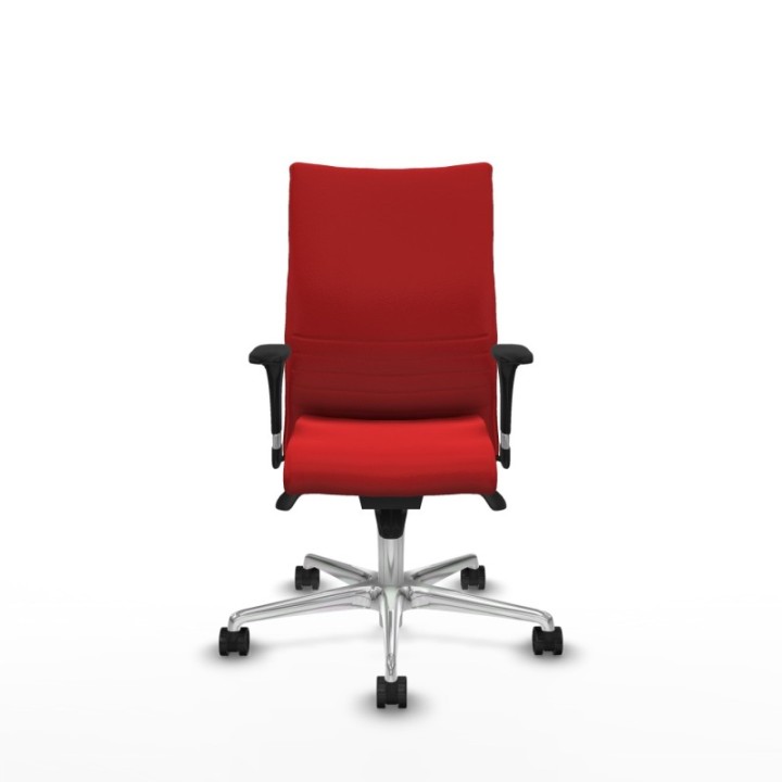 Albacete confidente XL sincro similpiel rojo brazos 1D cromados base aluminio ruedas 65 mm nailon