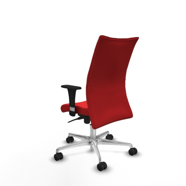 Albacete confidente XL sincro similpiel rojo brazos 1D cromados base aluminio ruedas 65 mm nailon