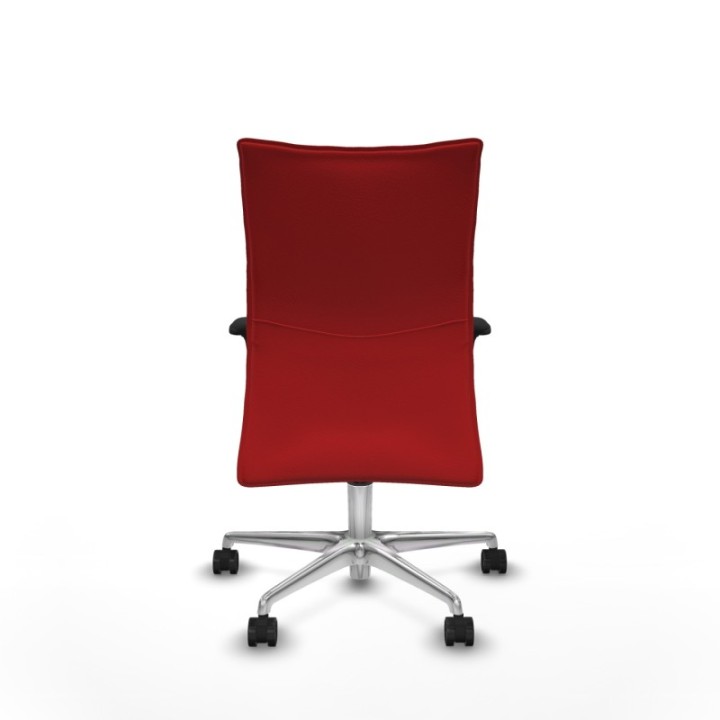 Albacete confidente XL sincro similpiel rojo brazos 1D cromados base aluminio ruedas 65 mm nailon