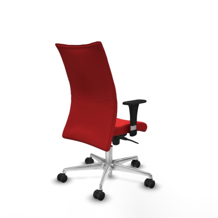 Albacete confidente XL sincro similpiel rojo brazos 1D cromados base aluminio ruedas 65 mm nailon