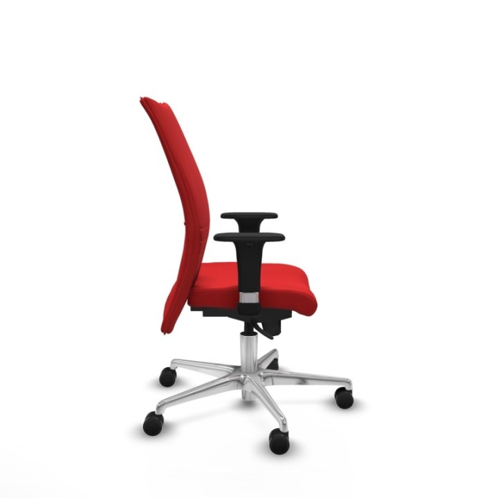 Albacete confidente XL sincro similpiel rojo brazos 1D cromados base aluminio ruedas 65 mm nailon