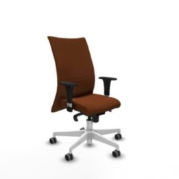 Albacete confidente XL sincro similpiel marrón brazos 1D cromados base blanca ruedas 65mm engomadas