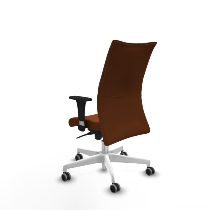 Albacete confidente XL sincro similpiel marrón brazos 1D cromados base blanca ruedas 65mm engomadas