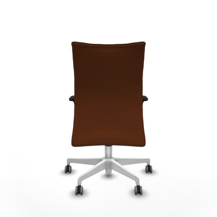 Albacete confidente XL sincro similpiel marrón brazos 1D cromados base blanca ruedas 65mm engomadas