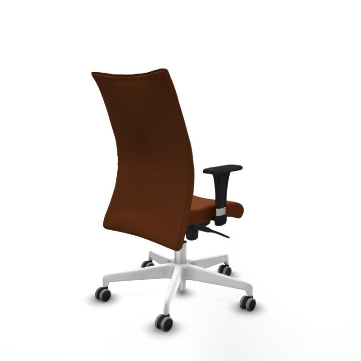 Albacete confidente XL sincro similpiel marrón brazos 1D cromados base blanca ruedas 65mm engomadas