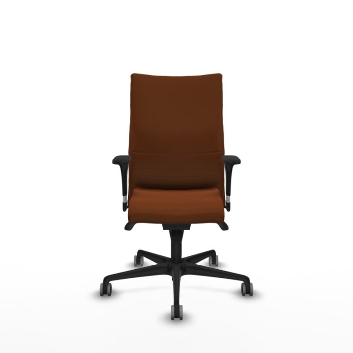 Albacete confidente XL sincro similpiel marrón brazos 1D cromados base nailon ruedas 65mm engomadas