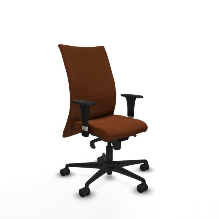 Albacete confidente XL sincro similpiel marrón brazos 1D cromados base nailon ruedas 65 mm nailon