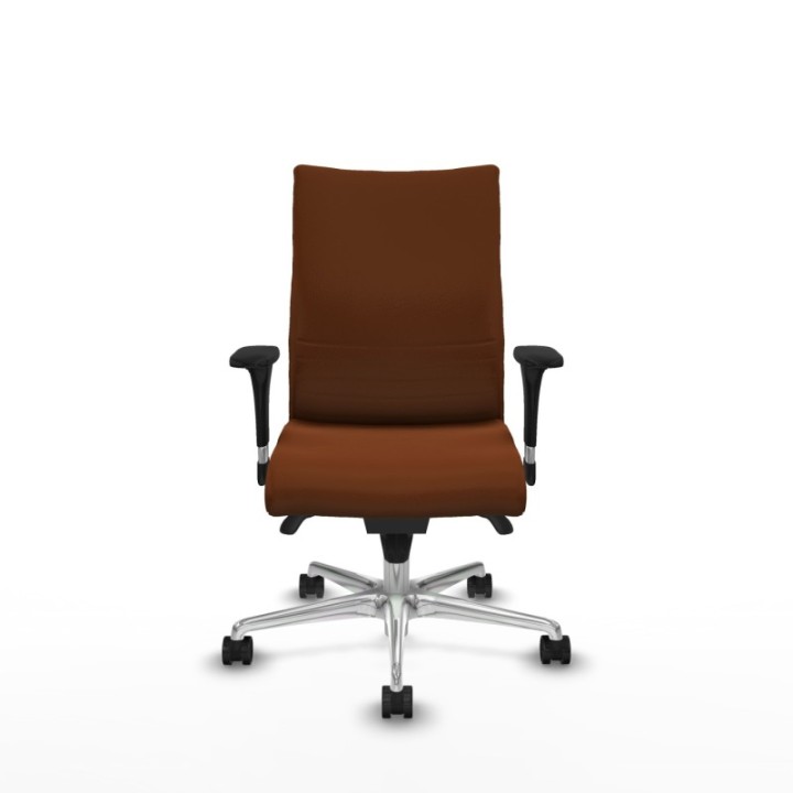 Albacete confidente XL sincro similpiel marrón brazos 1D cromados base aluminio ruedas 65 mm nailon