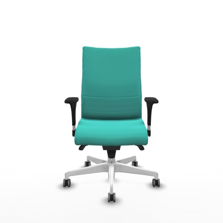 Albacete confidente XL sincro similpiel turquesa brazos 1D cromados base blanca ruedas 65mm engomadas