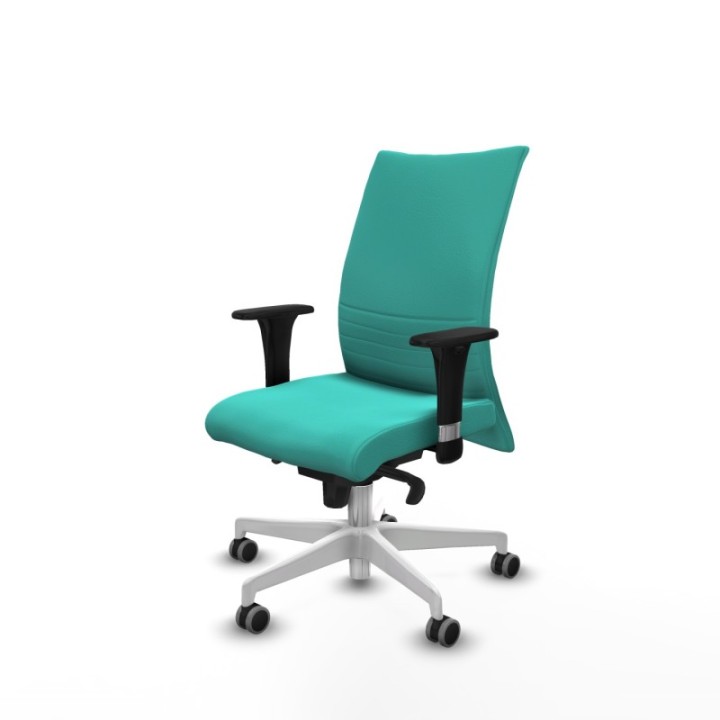 Albacete confidente XL sincro similpiel turquesa brazos 1D cromados base blanca ruedas 65mm engomadas