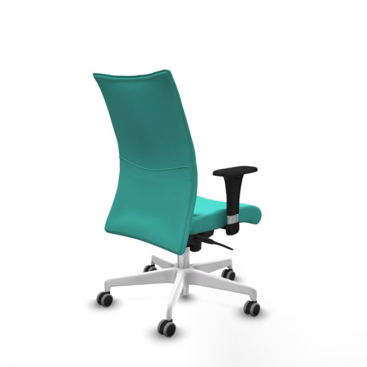 Albacete confidente XL sincro similpiel turquesa brazos 1D cromados base blanca ruedas 65mm engomadas