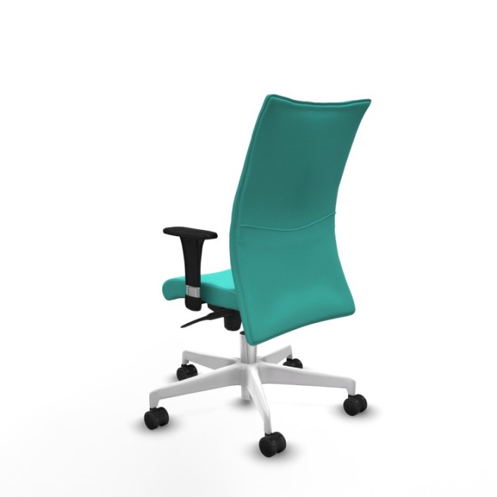 Albacete confidente XL sincro similpiel turquesa brazos 1D cromados base blanca ruedas 65 mm nailon