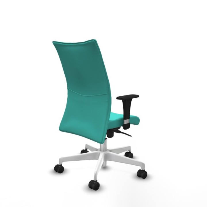 Albacete confidente XL sincro similpiel turquesa brazos 1D cromados base blanca ruedas 65 mm nailon