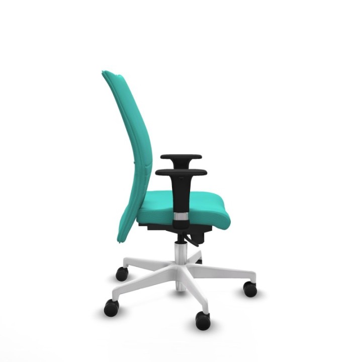 Albacete confidente XL sincro similpiel turquesa brazos 1D cromados base blanca ruedas 65 mm nailon