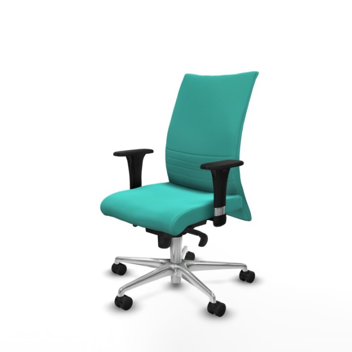 Albacete confidente XL sincro similpiel turquesa brazos 1D cromados base aluminio ruedas 65 mm nailon