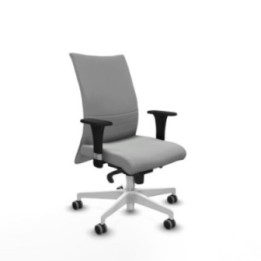 Albacete confidente XL sincro similpiel gris claro brazos 1D cromados base blanca ruedas 65mm engomadas