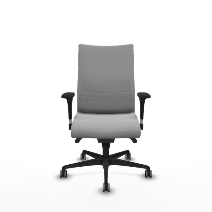 Albacete confidente XL sincro similpiel gris claro brazos 1D cromados base nailon ruedas 65mm engomadas