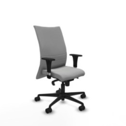 Albacete confidente XL sincro similpiel gris claro brazos 1D cromados base nailon ruedas 65 mm nailon