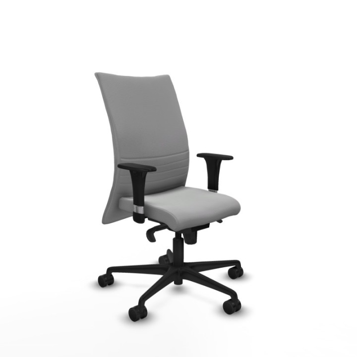 Albacete confidente XL sincro similpiel gris claro brazos 1D cromados base nailon ruedas 65 mm nailon