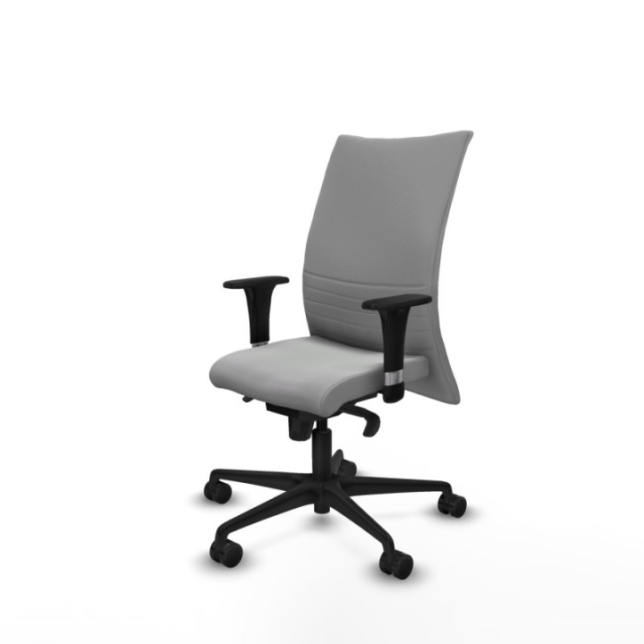 Albacete confidente XL sincro similpiel gris claro brazos 1D cromados base nailon ruedas 65 mm nailon