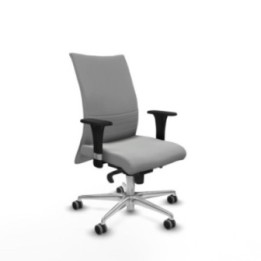 Albacete confidente XL sincro similpiel gris claro brazos 1D cromados base aluminio ruedas 65mm engomadas