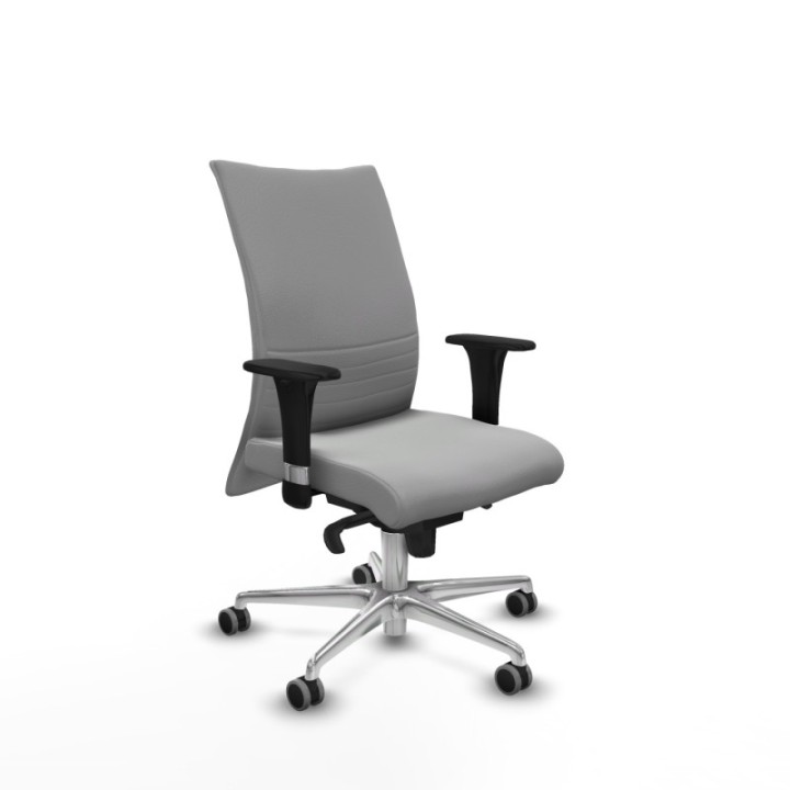 Albacete confidente XL sincro similpiel gris claro brazos 1D cromados base aluminio ruedas 65mm engomadas