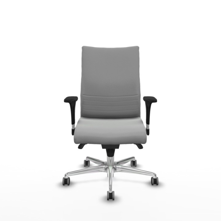 Albacete confidente XL sincro similpiel gris claro brazos 1D cromados base aluminio ruedas 65mm engomadas