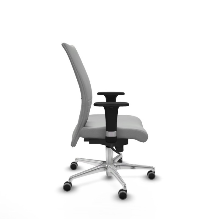 Albacete confidente XL sincro similpiel gris claro brazos 1D cromados base aluminio ruedas 65mm engomadas