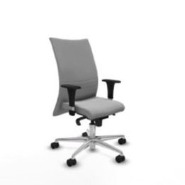 Albacete confidente XL sincro similpiel gris claro brazos 1D cromados base aluminio ruedas 65 mm nailon