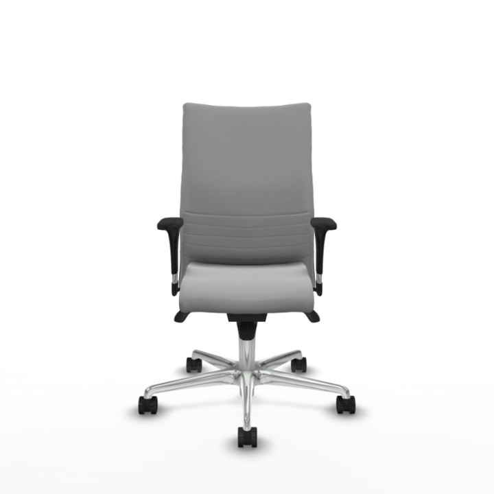 Albacete confidente XL sincro similpiel gris claro brazos 1D cromados base aluminio ruedas 65 mm nailon