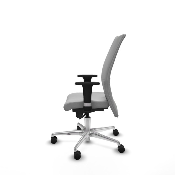 Albacete confidente XL sincro similpiel gris claro brazos 1D cromados base aluminio ruedas 65 mm nailon