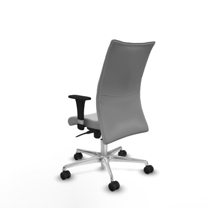 Albacete confidente XL sincro similpiel gris claro brazos 1D cromados base aluminio ruedas 65 mm nailon