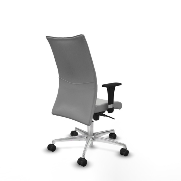 Albacete confidente XL sincro similpiel gris claro brazos 1D cromados base aluminio ruedas 65 mm nailon