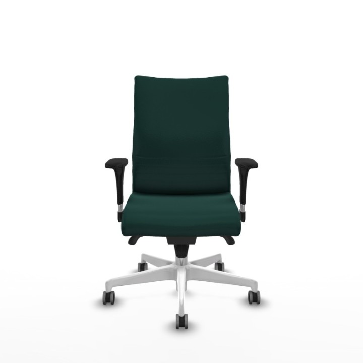 Albacete confidente XL sincro similpiel verde botella brazos 1D cromados base blanca ruedas 65mm engomadas