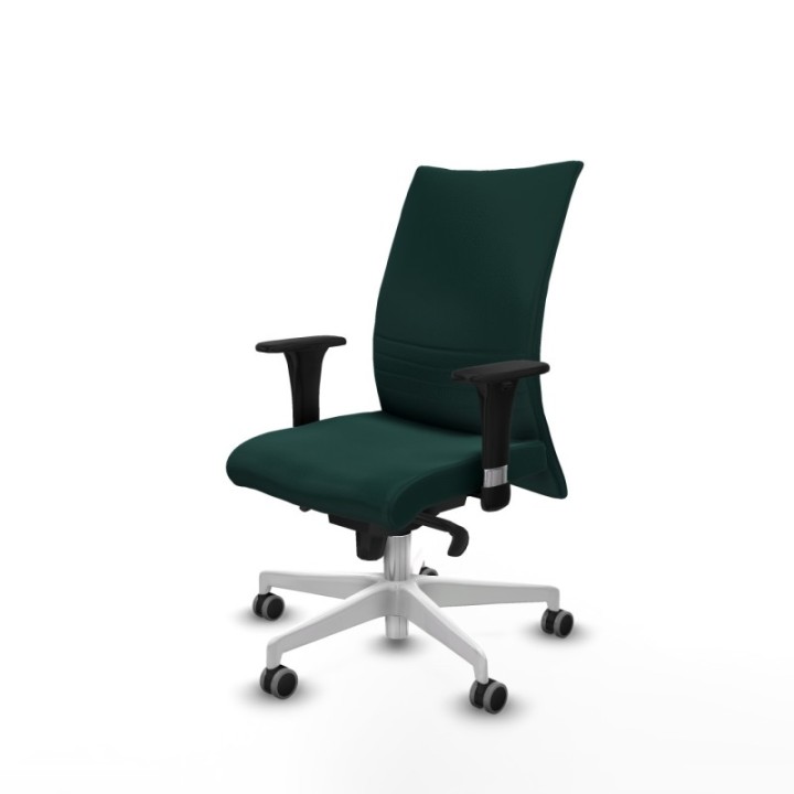 Albacete confidente XL sincro similpiel verde botella brazos 1D cromados base blanca ruedas 65mm engomadas