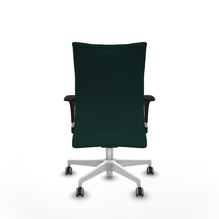 Albacete confidente XL sincro similpiel verde botella brazos 1D cromados base blanca ruedas 65mm engomadas