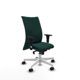 Albacete confidente XL sincro similpiel verde botella brazos 1D cromados base blanca ruedas 65 mm nailon