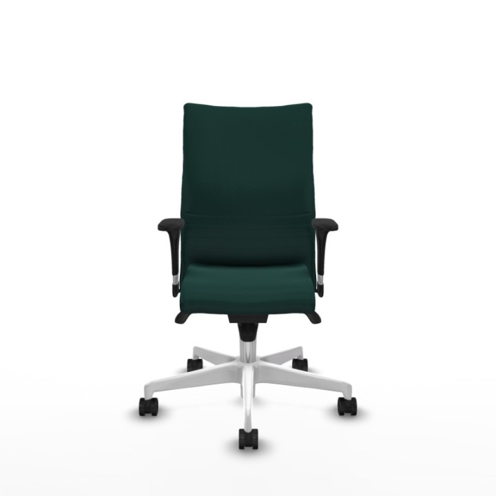 Albacete confidente XL sincro similpiel verde botella brazos 1D cromados base blanca ruedas 65 mm nailon