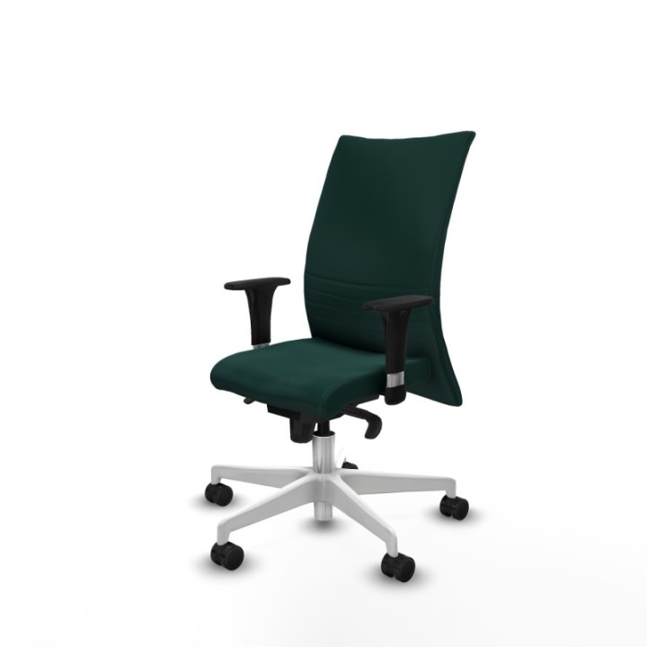 Albacete confidente XL sincro similpiel verde botella brazos 1D cromados base blanca ruedas 65 mm nailon