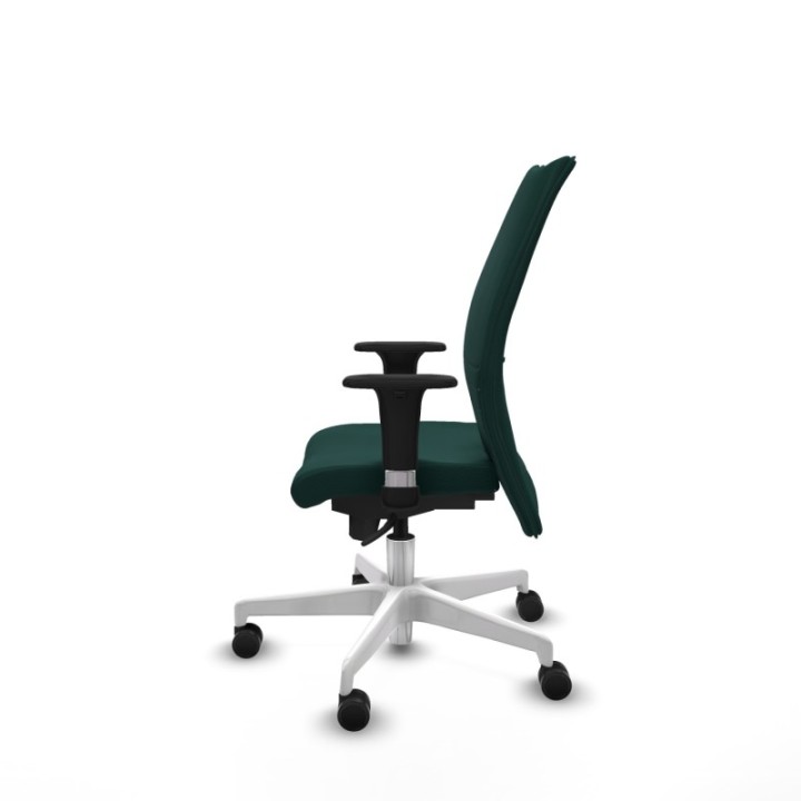 Albacete confidente XL sincro similpiel verde botella brazos 1D cromados base blanca ruedas 65 mm nailon