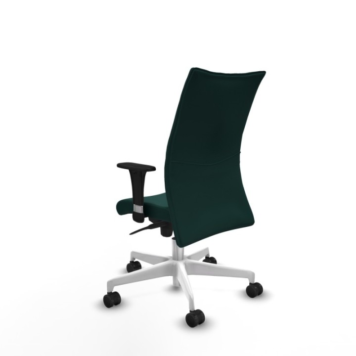 Albacete confidente XL sincro similpiel verde botella brazos 1D cromados base blanca ruedas 65 mm nailon