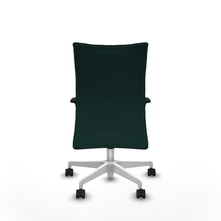 Albacete confidente XL sincro similpiel verde botella brazos 1D cromados base blanca ruedas 65 mm nailon