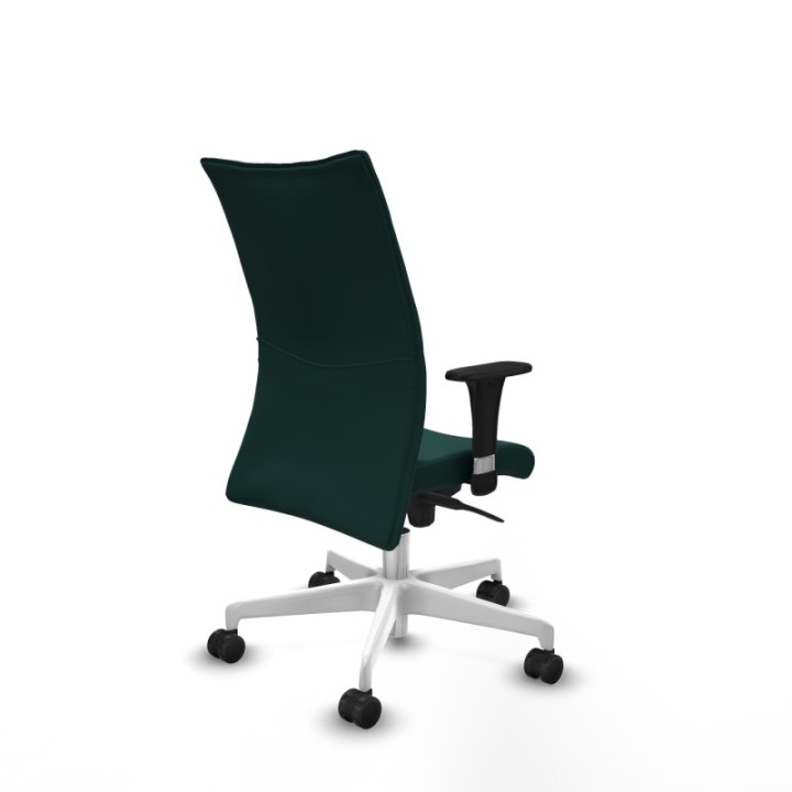 Albacete confidente XL sincro similpiel verde botella brazos 1D cromados base blanca ruedas 65 mm nailon