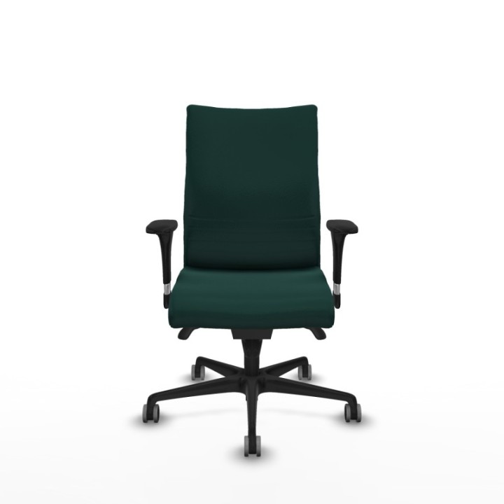 Albacete confidente XL sincro similpiel verde botella brazos 1D cromados base nailon ruedas 65mm engomadas