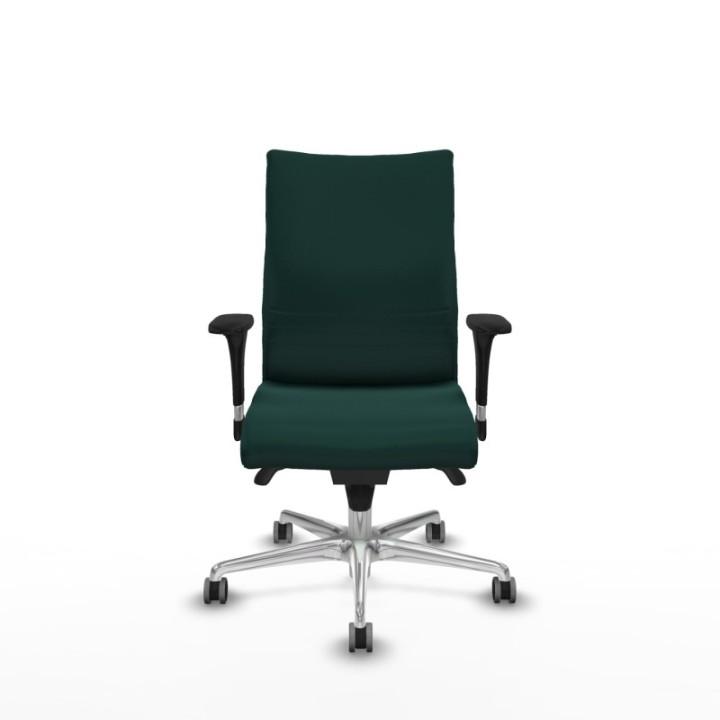 Albacete confidente XL sincro similpiel verde botella brazos 1D cromados base aluminio ruedas 65mm engomadas