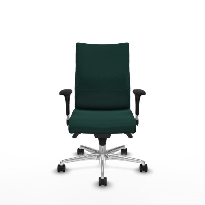 Albacete confidente XL sincro similpiel verde botella brazos 1D cromados base aluminio ruedas 65 mm nailon