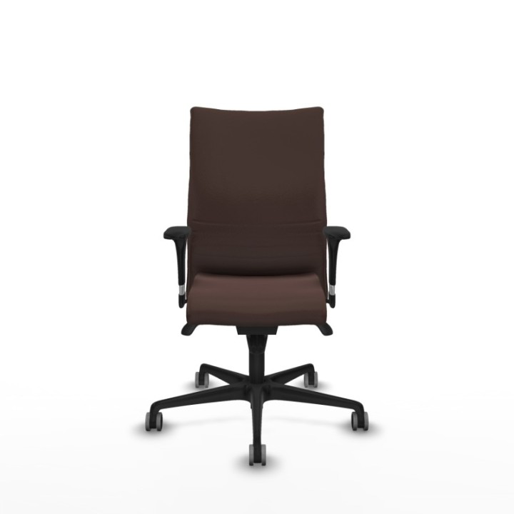 Albacete confidente XL sincro similpiel marrón oscuro brazos 1D cromados base nailon ruedas 65mm engomadas