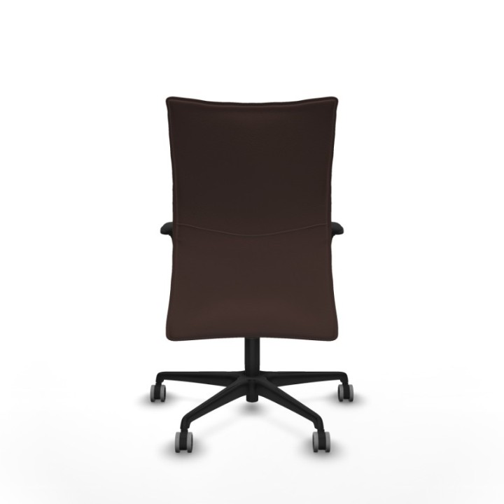 Albacete confidente XL sincro similpiel marrón oscuro brazos 1D cromados base nailon ruedas 65mm engomadas