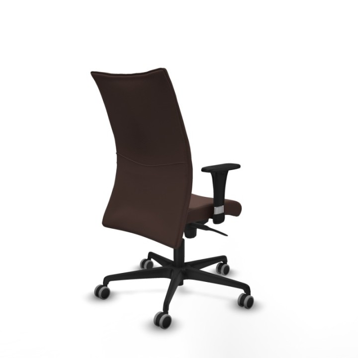 Albacete confidente XL sincro similpiel marrón oscuro brazos 1D cromados base nailon ruedas 65mm engomadas