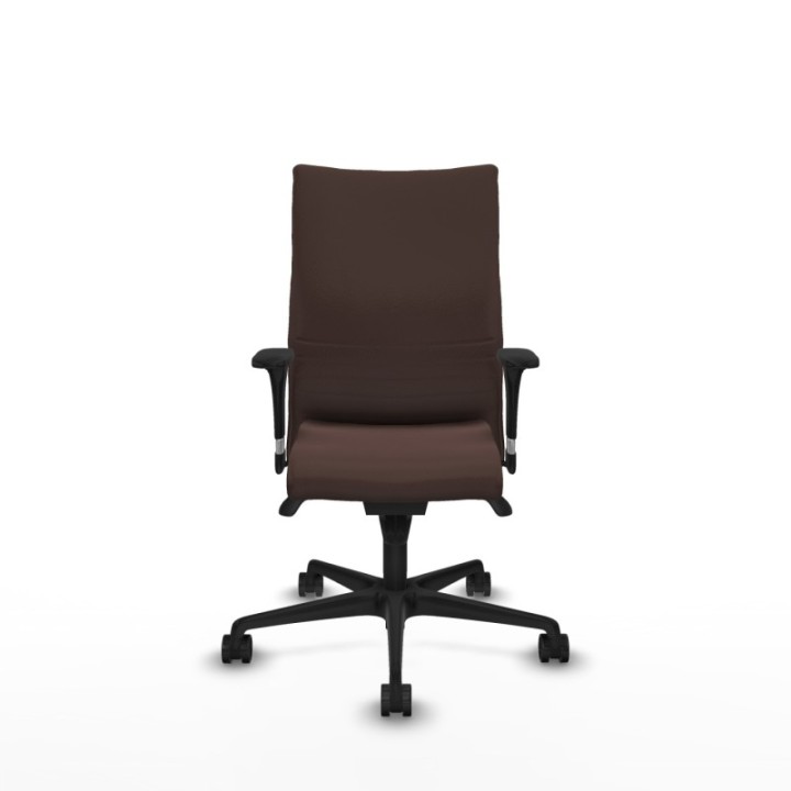 Albacete confidente XL sincro similpiel marrón oscuro brazos 1D cromados base nailon ruedas 65 mm nailon